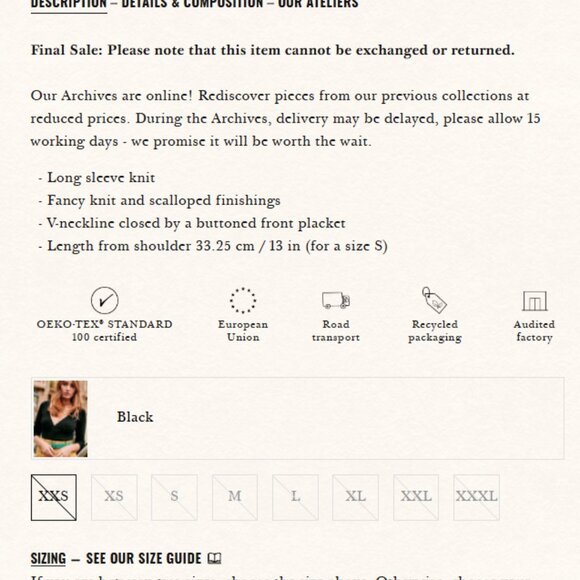 Sezane Adélie Jumper Black - Size XXL - Picture 6 of 8